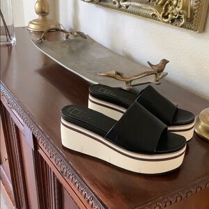 ShuShop Black and Cream Platform Sandals